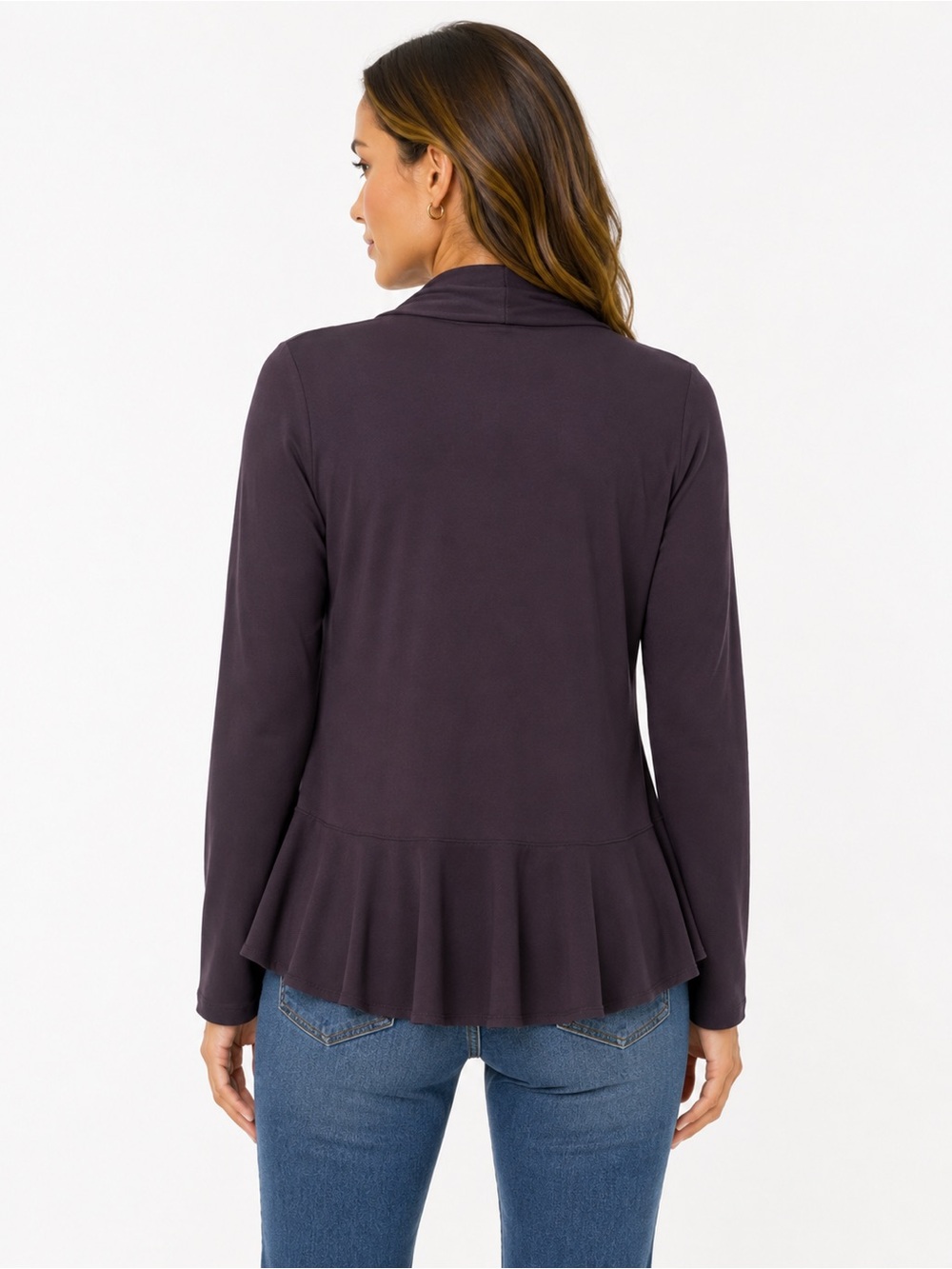 R&M Richards Ruffled Open-Front Cardigan - Picture 2 of 5